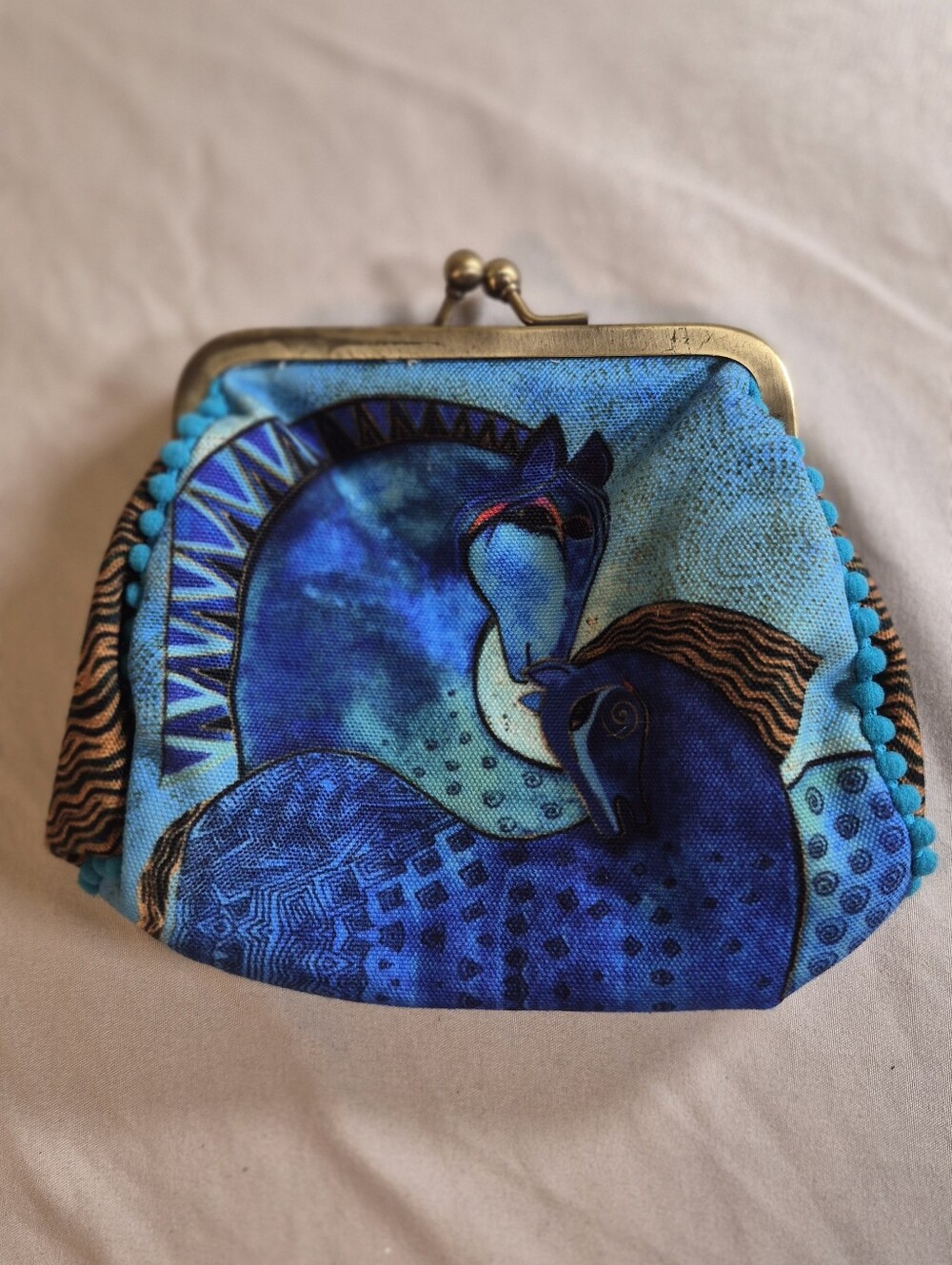 Laurel Burch Blue Horse Print Frame Coin Purse